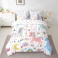 thumbnail image 2 of YST Unicorn Arc-en-Ciel Ensemble de Douillette 7 Pcs, Lit Simple, Thème Cheval Mignon et Rêveur, 2 of 5