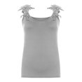 thumbnail image 4 of EGNMCR Camisoles pour Femmes Mode Femmes Col en V Patchwork Uni Dentelle Courts Camis Hauts Gilet, 4 of 8