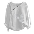 thumbnail image 4 of CHUANK Hauts pour Femmes en Solde à Moins de 10$ Hauts Décontractés Printemps Été Manches Longues en Coton Lin Imprimé Graphique Pissenlit Col Rond Blouses Vintage Grande Taille, 4 of 4