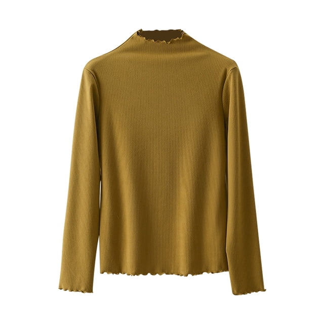 FAIWAD Women's Bottomed Tunic Tops Long Sleeve Round Neck Stretch Basic Lightweight Pullover Tops
