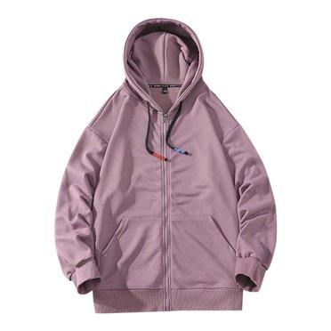 Ketyyh-chn99 Mens Hoodies Pullover Male Autumn Winter Casual Solid Hoodies Long Sleeve Zipper Fly Pocket Hooded Blouse Orange,3XL