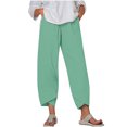 thumbnail image 2 of RXIRUCGD Women's Summer Comfortable Loose Wide Legged Fashion Solid Color Capris, Mint Green, Size: S, 2 of 5