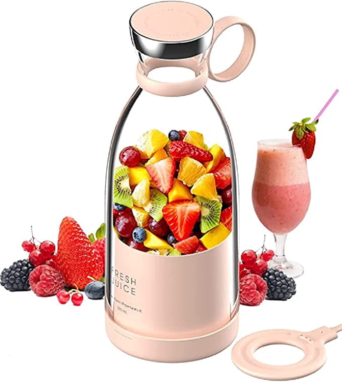 Jinsinto Handheld Blender Blender, Portable Blender USB Rechargeable Blender, Wireless Sports Camping Fitness Fruit Mixer (PINK)