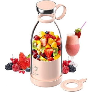 Jinsinto Handheld Blender Blender, Portable Blender USB Rechargeable Blender, Wireless Sports Camping Fitness Fruit Mixer (PINK)