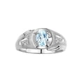 thumbnail image 1 of RYLOS Men's Rings Sterling Silver Rings Classic Designer Style 8X6MM Oval Gemstone & Diamond Ring Aquamarine March Birthstone Rings For Men Size 10, 1 of 7