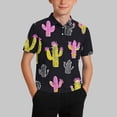 thumbnail image 2 of Zpanxa Chemise Garçon à Boutons, Imprimé, Col à Revers, Manches Courtes, Chandail Décontracté à Enfiler en Polyester, 12-13 Ans, 2 of 7