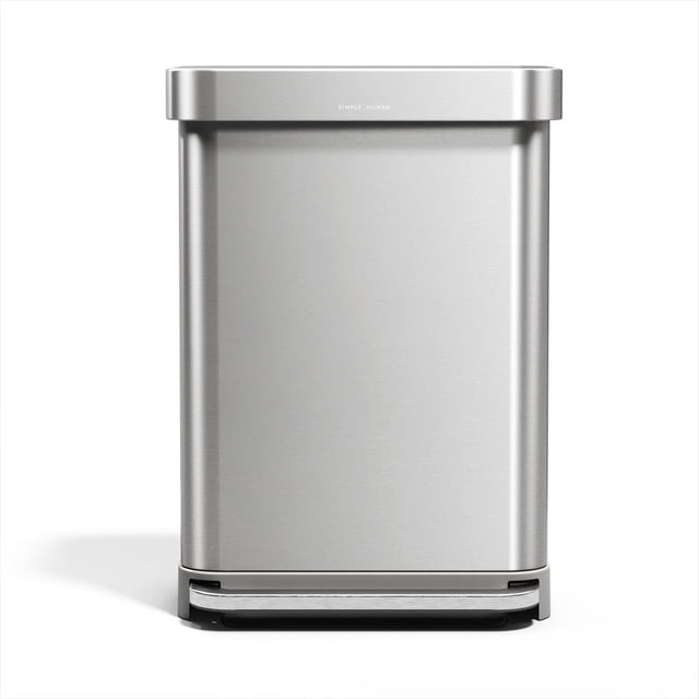 Simplehuman 55 Liter / 14.5 Gallon Rectangular Kitchen Step Trash Can, Brushed Stainless Steel