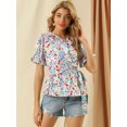 thumbnail image 4 of INSPIRE CHIC Women's Sweet Fruit Crossover V Neck Short Sleeves Ruffle Wrap Blouse, 4 of 6