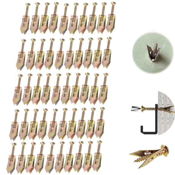 2024 New Self Drilling Screws Plated Steel Self Drilling Self Drilling Drywall With Screws Wall Easy Application For Tv Cabinet 50Pcs,1*Includes Long Expansion Tube + Screws Clearance