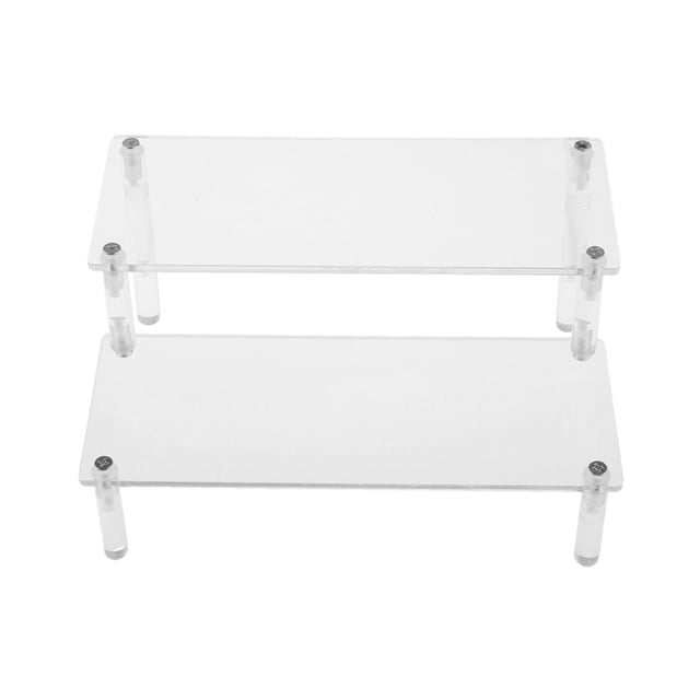 Abbracc Clear Acrylic Display Stand Riser Shelf Large Holder Storage Rack for Decoration 2 Tiers Widh 20x15cm