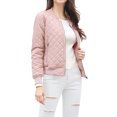thumbnail image 4 of INSPIRE CHIC Blouson Matelassé Bomber à Col Montant à Fermeture à Glissière à Manches Raglan pour Femme TP Rose, 4 of 6