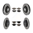 thumbnail image 1 of Transit Auto Front Rear Coated Drilled Slotted Disc Brake Rotors and Ceramic Pads Kit for Car 2016-2019 Land Rover Range Evoque with 300mm Diameter Rotor KDC-101294, 1 of 11
