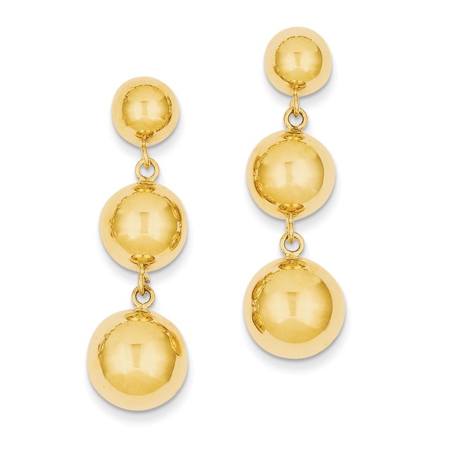 14k Polished Half Ball Dangle Earrings E883