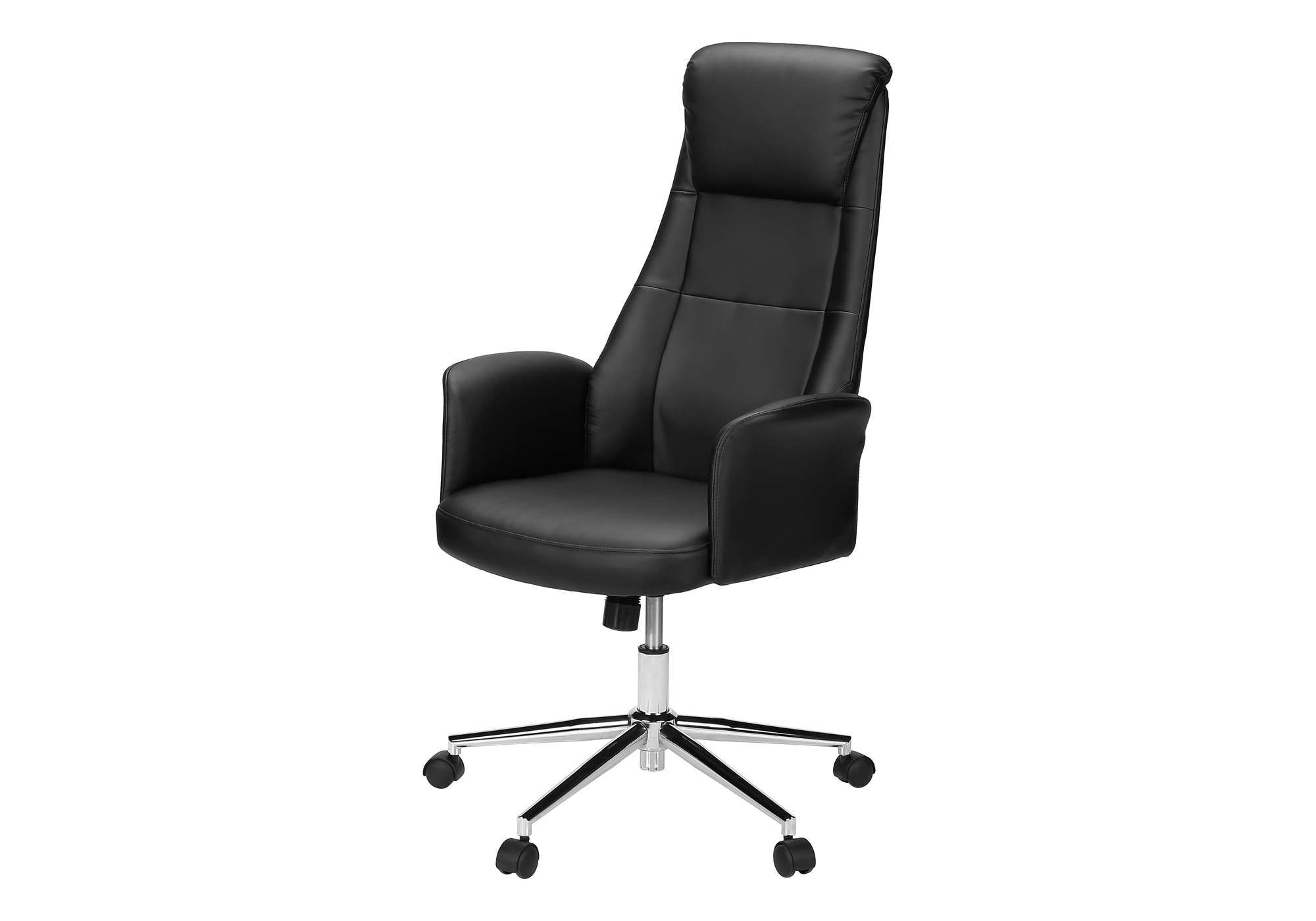 Monarch Specialties - Chaise De Bureau, Hauteur Réglable, Ergonomique, Pivotant, Accoudoir, Travail, Aspect Cuir Noir, Métal Chromé, Contemporain, Moderne