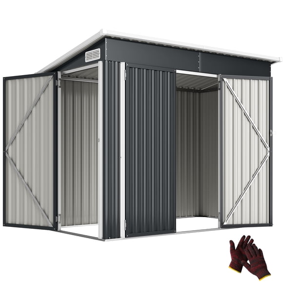 Outsunny 7.5' x 4.3' Outdoor Storage Shed with Lockable Doors, Dark Grey