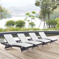 thumbnail image 1 of Modway de 4 Chaise Longue de Mobilier de Patio Extérieur en Osier, Blanc, 1 of 5
