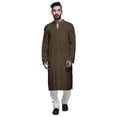 thumbnail image 1 of Atasi Indian Long Kurta For Boys Solid Fashion For Men Cotton Satin Summer Wear, 1 of 7