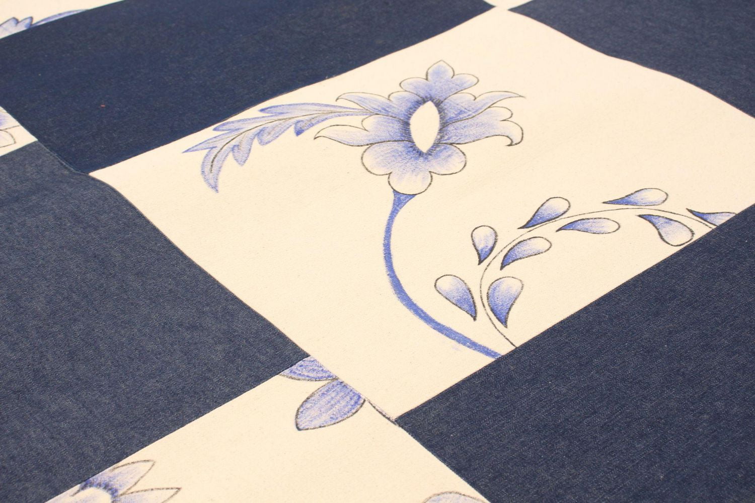 ECARPETGALLERY 3'8" x 5'7" Transitional Collage Handmade Area Rug for Living Room, Dining Room and Bedroom in Blue