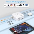 thumbnail image 2 of 5 Ft Flat Extension Cord, Tcstei Ultra-Thin Flat Plug Surge Protector Power Strip, 3-Sided Outlet Extender, 8 AC Outlets and 4 USB Ports(2 USB C) for Home, Office, Dorm Room Essentials, ETL, White, 2 of 7