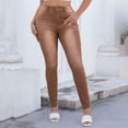 thumbnail image 2 of Bmisegm Jeans Y2K pour Femmes, Coupe Ajustée, Extensibles, Taille Haute, Brun, TTG, 2 of 8