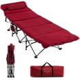 thumbnail image 1 of Costway Lit de Camp de Voyage Pliant et Rétractable avec Matelas Amovible et Sac de Transport Rouge, 1 of 10