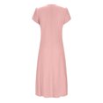 thumbnail image 3 of Ovzne Robes pour Femmes Robe Femme Robe d'Été Aguichant Mode Couleur Unie Poche à Volants Manches Courtes Robe à Col Rond Robe Grande Taille Manches Courtes Liquidation, 3 of 6