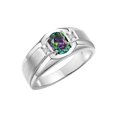 thumbnail image 3 of RYLOS Men's Rings Sterling Silver Classic 7X5MM Oval Gemstone & Diamond Ring Alexandrite June Birthstone Rings For Men, Silver Rings, Size 13, 3 of 7
