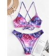 thumbnail image 2 of Ensemble Bikini Soutien-Gorge Léger à Lacets Imprimé Écailles pour Femmes, 2 of 6