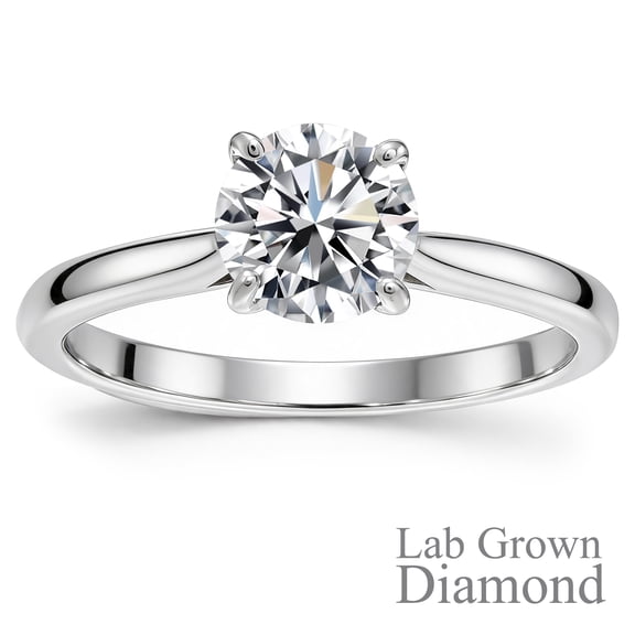 JeenMata Bague de Fiançailles Solitaire pour Femme en Or Blanc 18K avec Diamant de Laboratoire Taille Ronde de 1 Carat