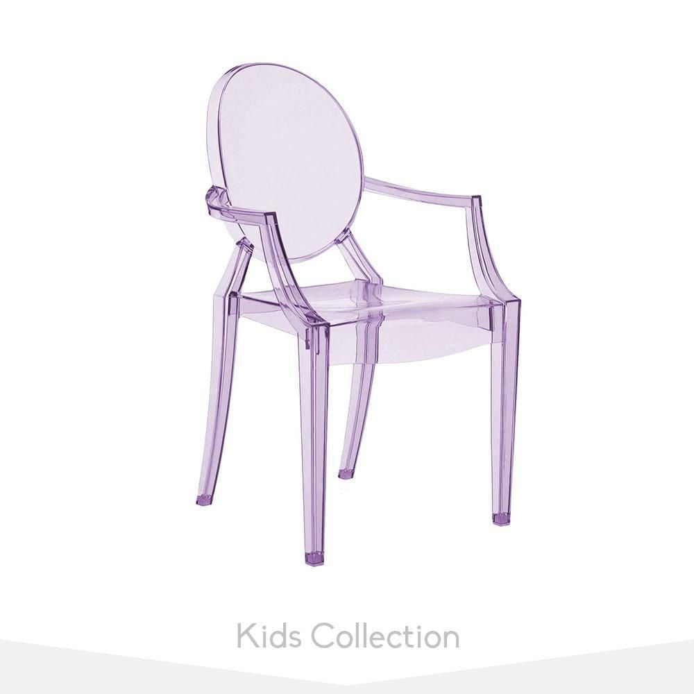 Fauteuil enfant en acrylique violet Heavenly Collection pour salles de jeux, chambres, garderies et aires de jeux pour enfants
