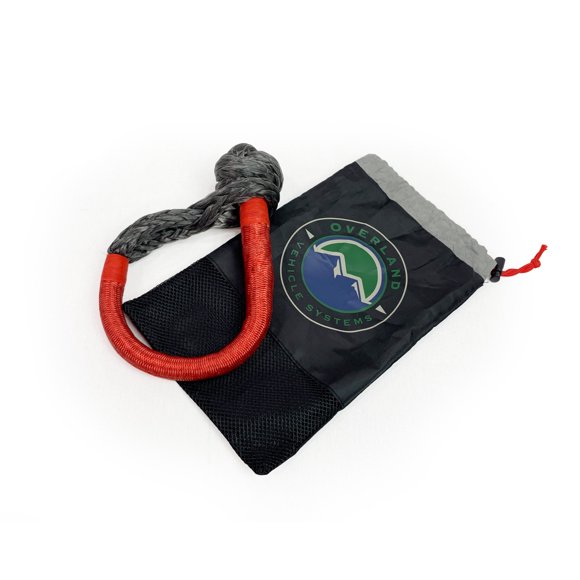 Overland Vehicle Systems Shackle Rope 19129903 7/16 Inch Diameter Rope With 6.5 Inch Diameter Loop; Rated to 44 000 Pounds; With Abrasive Sleeve; Red/Gray; With Storage Bag