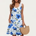 thumbnail image 1 of Liquidation à Moins de 10 $ Cagogo Robe d'Été Midi à Bretelles pour Femmes Sans Manches Col Rond Décontractée Ample avec Poches Robe pour l'Église et la Remise des Diplômes Fluide Évasée à Imprimé Floral Tendance Robe de Cocktail pour les Vacances, 1 of 5