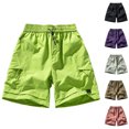 thumbnail image 1 of BADHUB Zipper Pocket Cargo Pants for Men Elastic Waist Drawstring Shorts Lightweight Quick Dry Solid Color Hiking Shorts Clearance Green L, 1 of 6