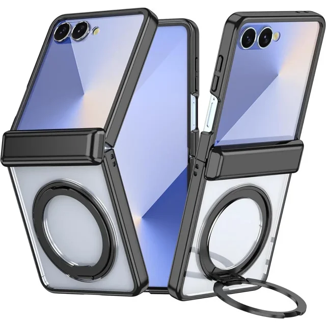 Case for Galaxy Z Flip 7, Compatible with MagSafe, Built-in Kickstand & Screen Protector & Hinge Protection, Slim Protective Phone Case Plating Cover for Samsung Galaxy Z Flip 7