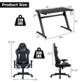 thumbnail image 3 of Goplus Z-Shaped Racing Style Desk &  Massage Gaming Chair Set for Home Office, 3 of 10