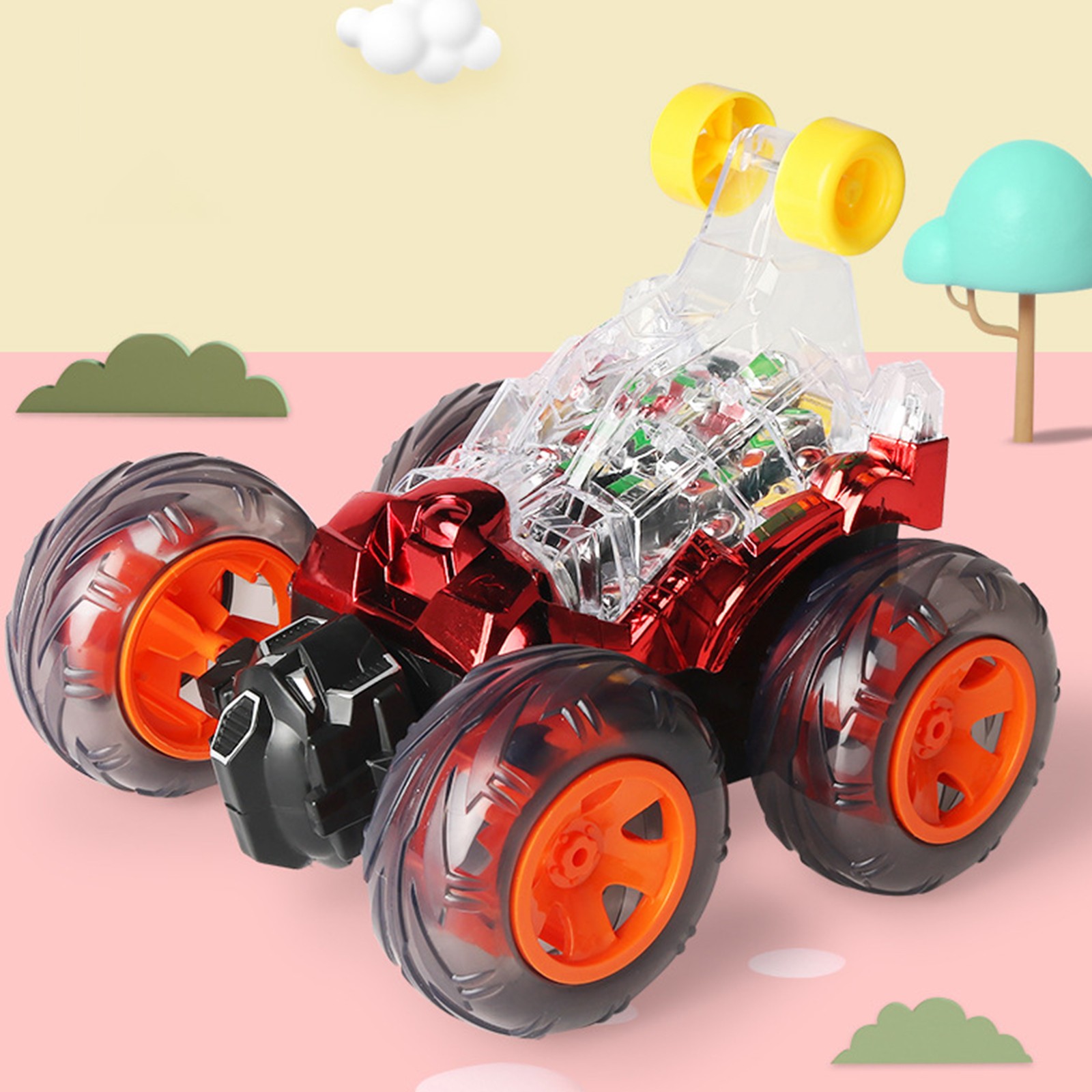 EGNMCR Car Model Remote Control Flip Stunt Car Crash 360 Degree Stunt Roll Remote Control Car Remote Control Toy For Children Remote control cars Birthday Gifts for Kids