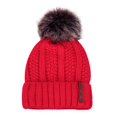 thumbnail image 3 of Women‘S Warm Solid Thicken Wool Hat Stripe Knit Windproof Cap, 3 of 5