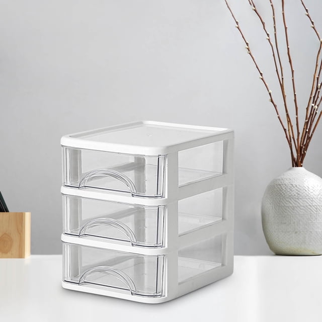airpow Outdoor Storage Box Desktop Storage Box, Transparent Small Drawer Desk, Plastic Mini Storage Box, Rabbit Stationery Storage Box for Shelves Toy Nursery Closet Bedroom