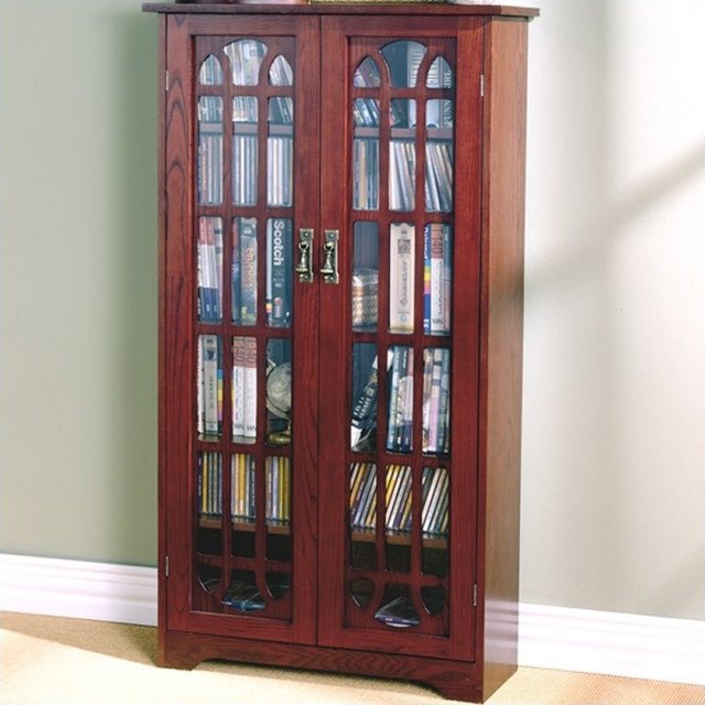 SEI Furniture Grayson 48" Window Pane Media Cabinet in Cherry