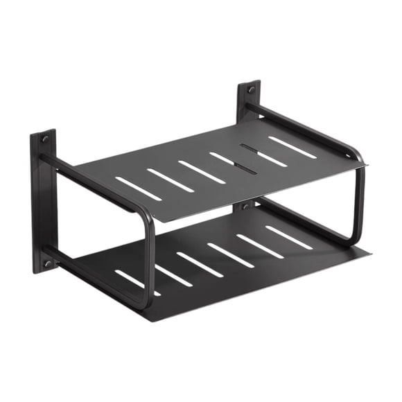 simhoa 2 Layers Projector Shelf Wall Mount Aluminum for Office TV Boxes Living Room Black