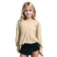 thumbnail image 2 of Plebaso Girls Workout Tops Long/Short Sleeve Open Back Shirts Kids Athletic Running Cropped Tees Tops, 2 of 7
