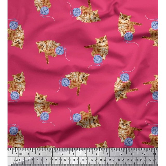 Soimoi Velvet Fabric Wool & Cat Animal Print Fabric by Yard 58 Inch Wide