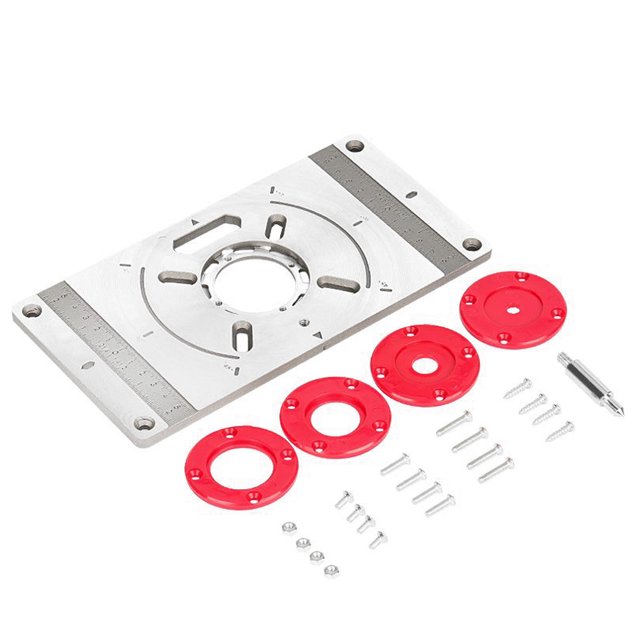 Aluminum Alloy Router Table Insert Plate Trimming Machine Engraving Tool Flip Board with 4 Rings