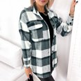 thumbnail image 4 of jsaierl Women's Button Down Flannel Shirts Plaid Shacket Long Sleeve Collared Jacket Coats with Chest Pockets, 4 of 9