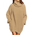 thumbnail image 1 of Robe Chandail Longue en Laine à Col Roulé Ample et Oversize pour Femme, 1 of 2