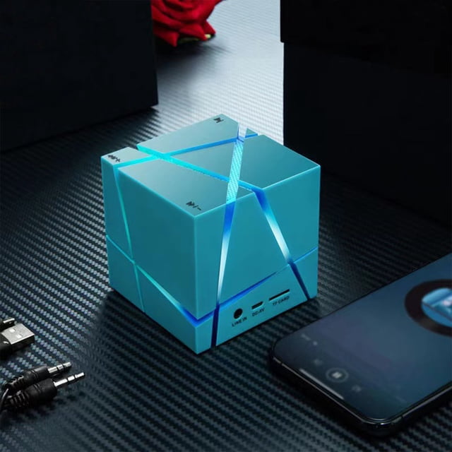 Leutsin Portable Bluetooth Speakers Tws,Beautiful Tws Bluetooth Speaker with Colorful Lights Phone Bluetooth Subwoofer Mini Tws Memory Card Insertion Speaker with AUX and FM Support
