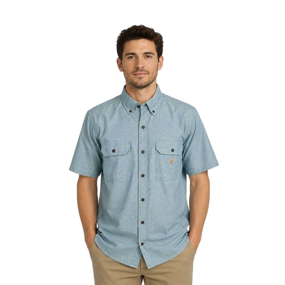Carhartt Chemise en Chambray Bleu pour Homme Coupe Ample Poids Moyen P/T (351)
