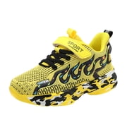 Wxirdiow Girls Sneakers Toddler Big Kids Shoes Boys Girls Breathable Sneakers Athletic Running Shoes Size for 12.5-13 Years,Yellow