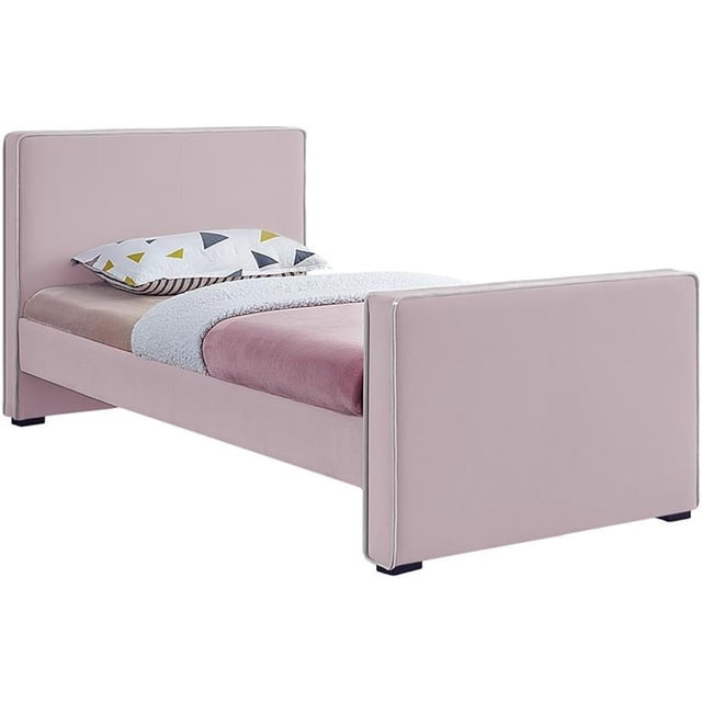 Meridian Furniture Lit Simple en Velours Rose Dillard