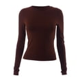 thumbnail image 5 of T-Shirts pour Femmes à Manches Longues Chandail de Compression à Manches Longues Femmes Chandails de Course à Manches Longues Col Rond Crop Top T-Shirt en Spandex Femmes Chandails Moyens Tee-Shirt Basique Uni Col Roulé T, 5 of 5